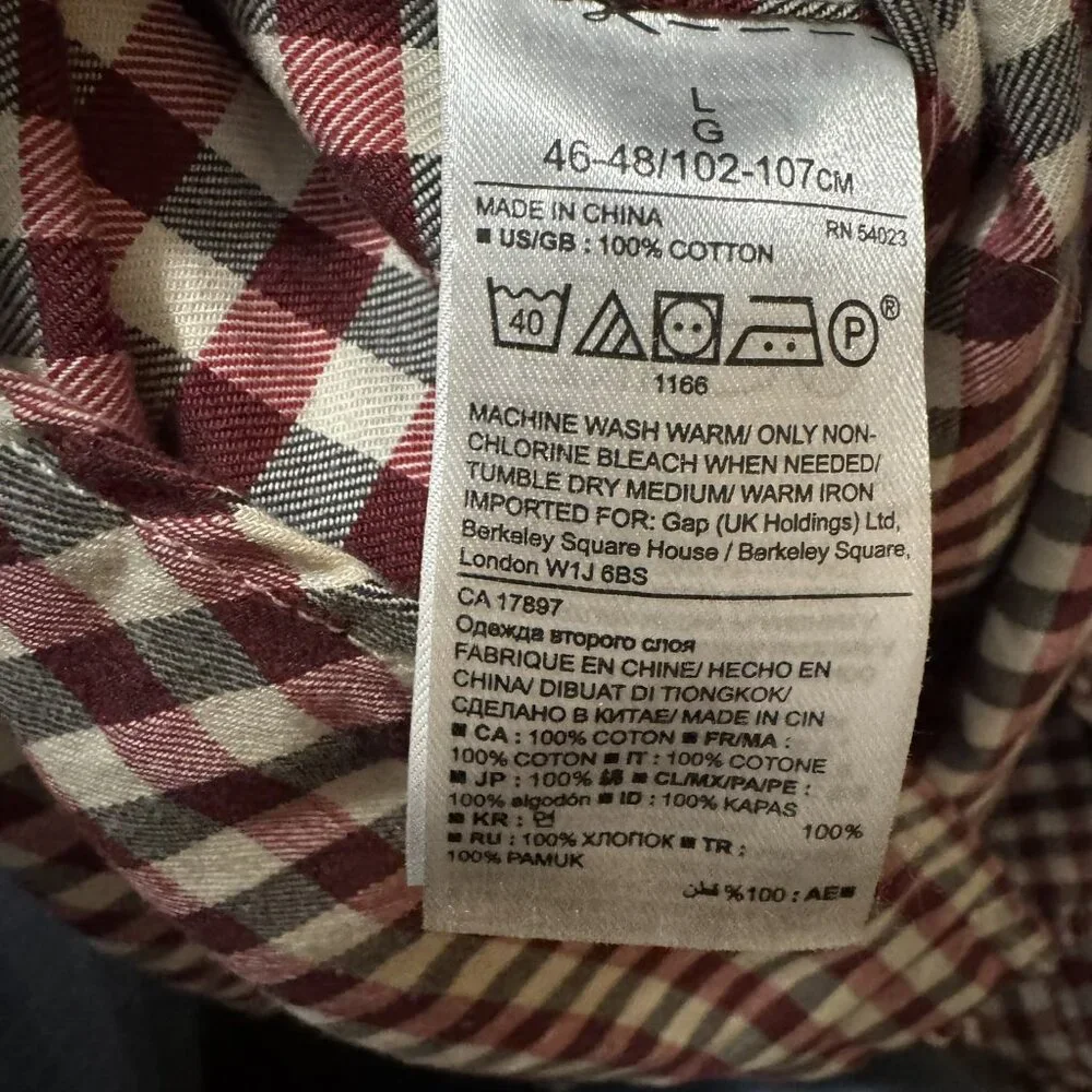 Banana Republic Button-Down Shirt Men's Large Camden Fit Luxe Flannel Red Plaid